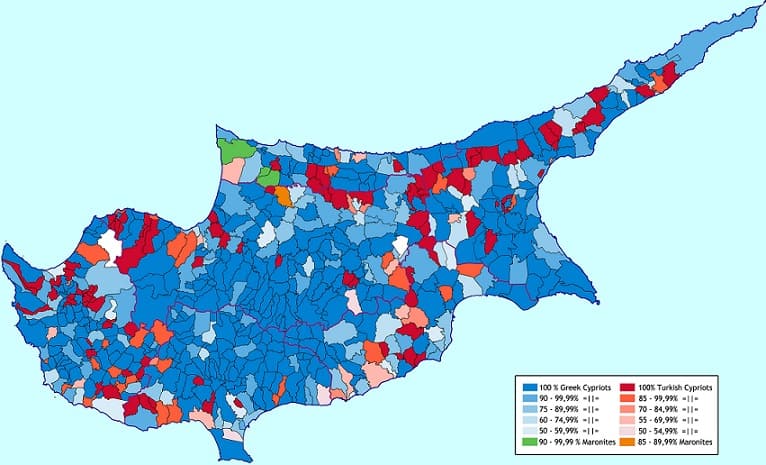 Ethnographic distribution in Cyprus 1960